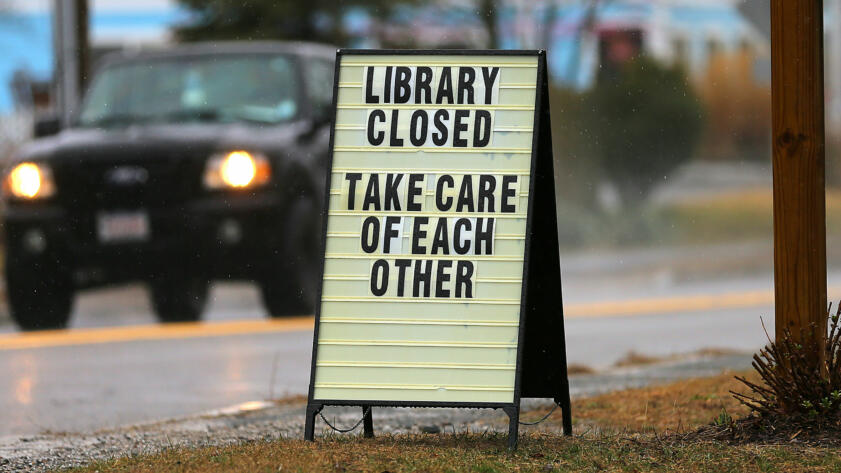 library closed sign